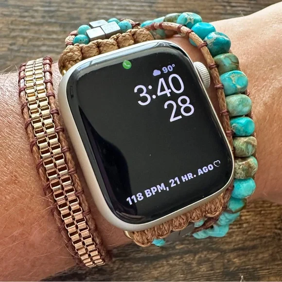 Turquoise Boho Natural Stone Apple Watch Strap - Picture 3 of 11